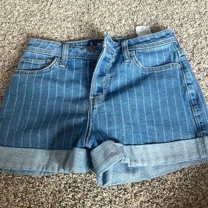 Hollister striped jean shorts